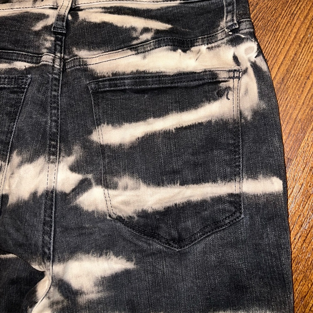 Madewell Black High Rise Trendy Grunge Skinny Jeans White Stripe Pattern Size 26 - Picture 9 of 12